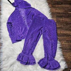 Kelly Kids Minky Dot Purple Plush Girls Size 5-6 Jacket & Pants